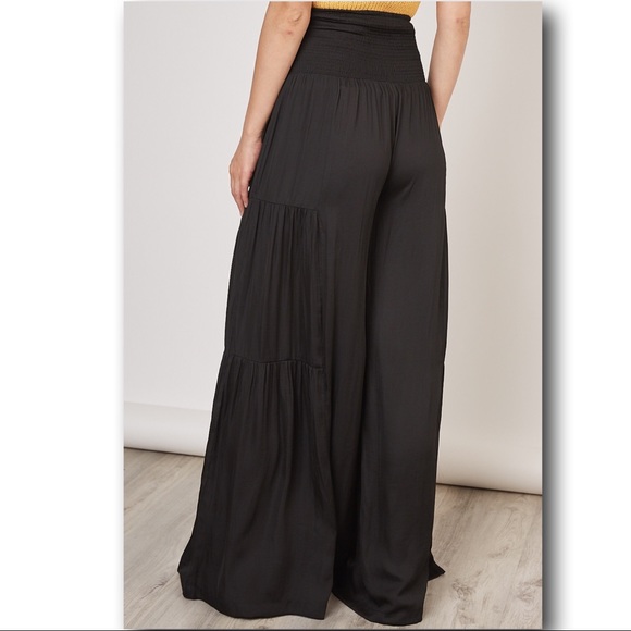 Sale TIERED WIDE LEG PANTS with a SASHED WAIST - Picture 5 of 7